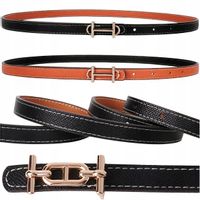 Damski Skórzany Pasek Dwustronny Naturalna Złota Klamra Dwukolorowy