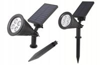 Solarna Lampa Ogrodowa 2w1 LED Wbijana w Ziemię Reflektor Czujnik Zmierzchu