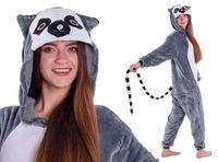 LEMUR PIŻAMA Kigurumi Onesie Męskie Damskie Przebranie Kostium M 155-164