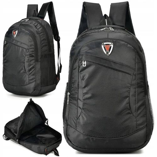 Plecak męski do pracy na laptopa szkolny młodzieżowy pojemny czarny solidny na Arena.pl