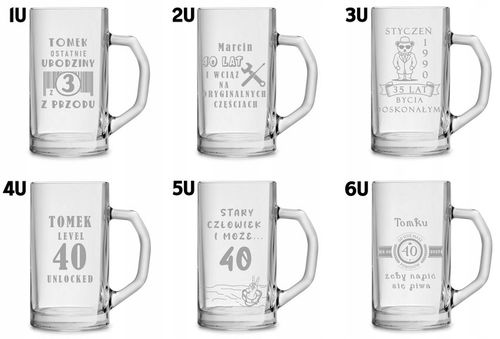 Duży kufel do piwa na prezent z grawerem 640ml logo tekst urodziny na Arena.pl