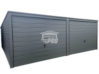 Garaż blaszany 6x6 2x Brama uchylna Antracyt Dach spad w tył GP136