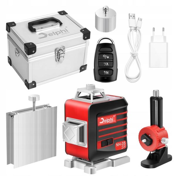 LASER KRZYŻOWY 16 LINII POZIOMICA LASEROWA 360 SAMOPOZIOMUJĄCA 4D WALIZKA zdjęcie 5