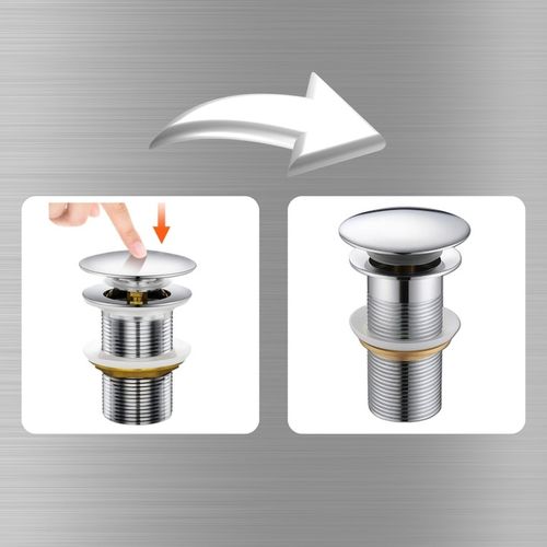 KOREK UMYWALKOWY AUTOMATYCZNY KLIK KLAK AUTO BEZ PRZELEWU SREBRNY na Arena.pl