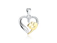 Rodowany pozłacany srebrny wisiorek serce matka z dzieckiem cyrkonie srebro 925 Z1899CGR_W