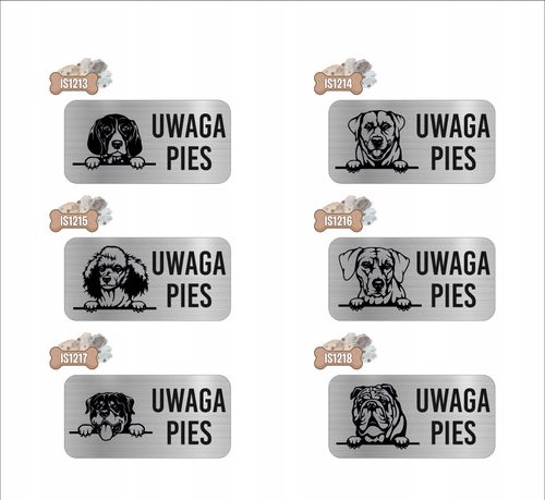 GRAWER Tabliczka nierdzewna laminat 20x10 cm UWAGA PIES PUDEL PUDELEK na Arena.pl