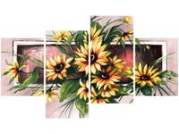 140CM 70 OBRAZ SŁONECZNIKI KORALU ŚCIENNY