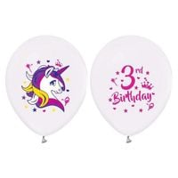 balony trzecie urodziny jednorożec 12" 5szt party