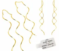 KOLCZYKI SREBRNE 925 WISZĄCE DŁUGIE ZŁOCONE PRZECIAGANE NA SZTYFT SPIRALKI