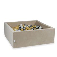 Suchy basen 110x110x40cm Velvet Soft Beżowy z piłeczkami 600szt (beżowe, białe, srebrne)