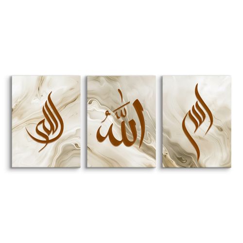 Obrazy Do Salonu Set Abstrakcja Marmur Islamskie Znaki Glamour 90cm x 40cm na Arena.pl