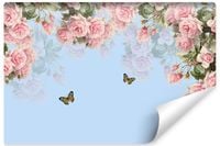 Fototapeta Do Jadalni Kwiaty RÓŻE Motyle Rośliny Natura 315cm x 210cm