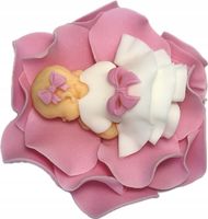 BOBAS CUKROWY na Płatkach różowy tort dekoracja chrzest roczek ozdoba