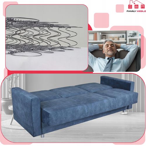 Zestaw mebli wypoczynkowy Alicja wersalka kanapa fotele  granat na Arena.pl