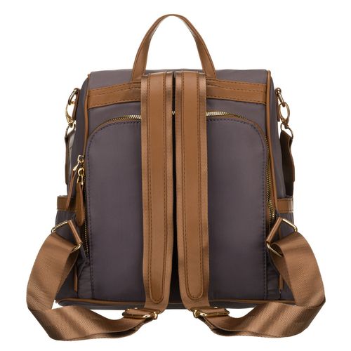 szary plecak damski z nylonu i skóry ekologicznej z doczepianym paskiem, na Arena.pl