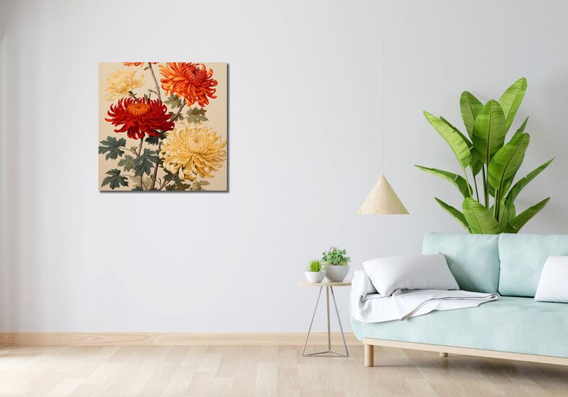 Obraz 70x70cm Tańczące Chryzantemy zdjęcie 2