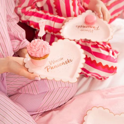 Talerzyki papierowe serce Wieczór Panieński różowe, 6 szt. na Arena.pl