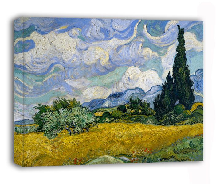 Pole pszenicy z cyprysami - Vincent van Gogh - obraz na płótnie 40x30 cm zdjęcie 1