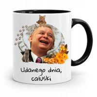 Kubek Czarny Śmieszny Pis Jarosław Kaczyński Z Nadrukiem Ze Zdjęciem