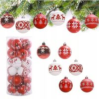BOMBKI CHOINKOWE ZESTAW CZERWONO BIAŁE DEKORACJA NA CHOINKĘ 5CM 24SZT