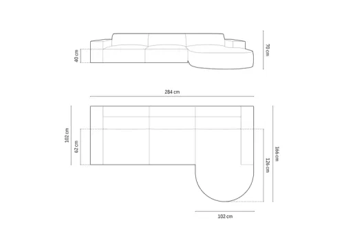 NAROŻNIK PRAWOSTRONNY SOFA NAROŻNA 284/166/70 BEŻ WELUR JODIE OD MICADONI na Arena.pl