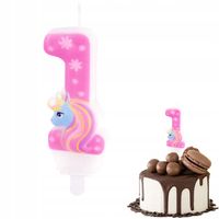 ŚWIECZKA URODZINOWA JEDNOROŻEC CYFERKA 1 RÓŻOWA NA IMPREZĘ URODZINOWĄ
