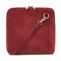 VERA PELLE torebka damska zamszowa listonoszka z paskiem V452 bordowa