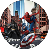 Opłatek na tort AVENGERS Batman Iron Man Hulk Thor CPT. Ameryka Spiderman