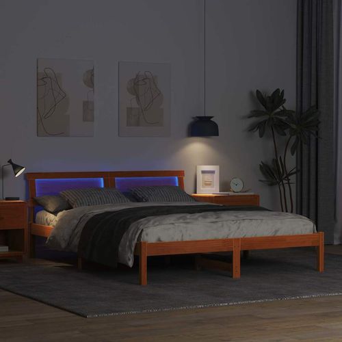 Ramka łóżka Woskowy brąz 150 x 200 cm Lite drewno sosnowe na Arena.pl