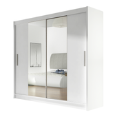 Szafa przesuwna Bega II z lustrem 180cm - pojemna garderoba - BIAŁY