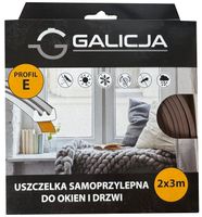 Uszczelka samoprzylepna do okien i drzwi 2x3m (Profil E, brązowy)