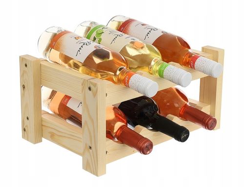 Stojak na 6 butelek wina, 34 x 24 x 17,5 cm drewno z elementami na Arena.pl