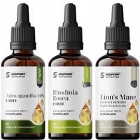 ASHWAGANDHA SOPLÓWKA JEŻOWATA LIONS MANE RHODIOLA ROSEA INSPORT