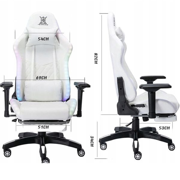 FOTEL GAMINGOWY BIUROWY WYGODNY KRZESŁO GRACZA OBROTOWY +RGB LED I PODNÓŻEK zdjęcie 11