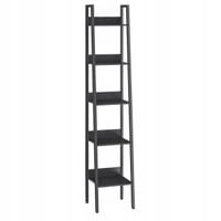Czarny wąski regał drabinkowy na książki ozdoby zdjęcia 5 półek 170 cm