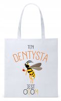 Dla Dentysty Stomatologa Torba Eco Biała Shopper Z Nadrukiem Ze Zdjęciem