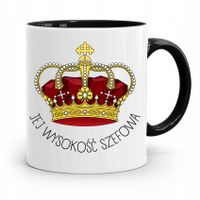 Kubek Czarny Prezent Dla Szefowej Jej Wysokość Z Nadrukiem Ze Zdjęciem