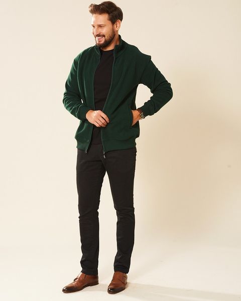 Sweter męski bawełniany butelkowa zieleń Platon Rozmiar - M zdjęcie 3