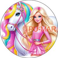 Opłatek na tort Urodziny Barbie Lalka Postać Księżniczka Tekst Gratis