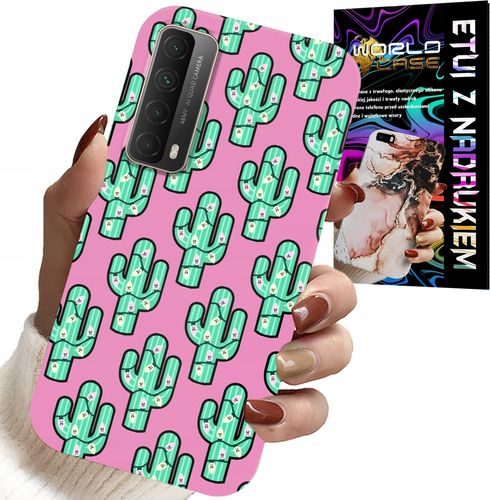ETUI DO HUAWEI P SMART 2021 - KAKTUSY, KAKTUS NA RÓŻOWYM TLE + FOLIA na Arena.pl