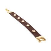 skórzana bransoletka w kolorze ciemnej czekolady z kryształkami