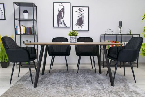 Krzesło LUGO - aksamit czarny / nogi czarne x 2 na Arena.pl