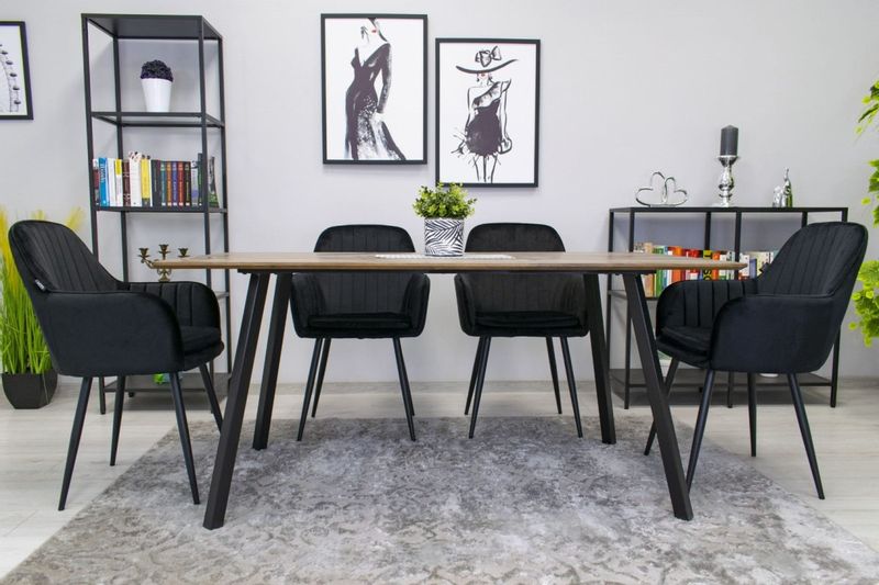 Krzesło LUGO - aksamit czarny / nogi czarne x 2 zdjęcie 14