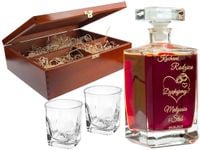 KARAFKA z 2 szklankami w etui ROCZNICA ŚLUBU prezent 20 25 30 35 40 50 60