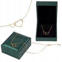 ZŁOTY ŁAŃCUSZEK DWA SERCA POZŁACANY 18K STAL CHIRURGICZNA + SZKATUŁKA