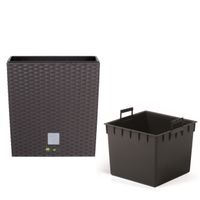 Doniczka kwadratowa wkład rattan 32x32x32,5 cm umbra