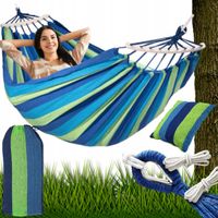 XXL HAMAK Z DRĄŻKIEM HUŚTAWKA 250x150 MOCNY PAŁĄK DO OGRODU DUŻY + PODUSZKA