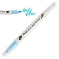 DWUSTRONNY PISAK PĘDZELKOWY DO KALIGRAFII BABY BLUE PENTEL