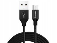 2 x Kabel Baseus Yiven Micro USB 1.5m Nylonowy Wytrzymały Ładowanie Szybkie