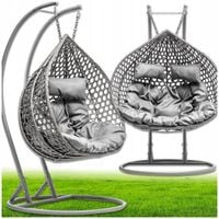 FOTEL WISZĄCY ROSAI DWUOSOBOWY KOSZ KOKON PREMIUM SZARY PREMIUM GRUBY SPLOT